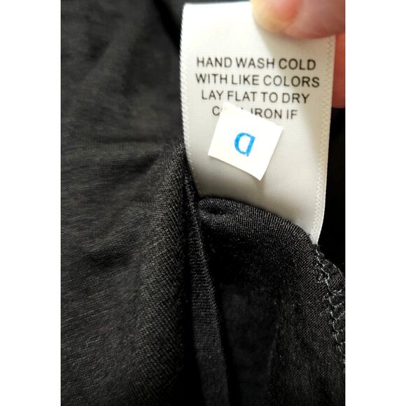 Iman Global Chic Black Top With Smocked Shoulders & Draped Neckline - Picture 7 of 9